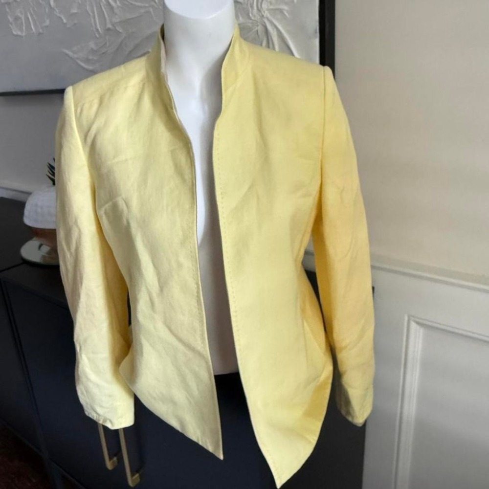 New Kasper buttercream yellow‎ linen blazer